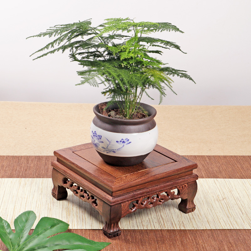鸡翅木非洲花梨虎脚正方长方底座摆件花盆景花瓶茶具奇石头实木托