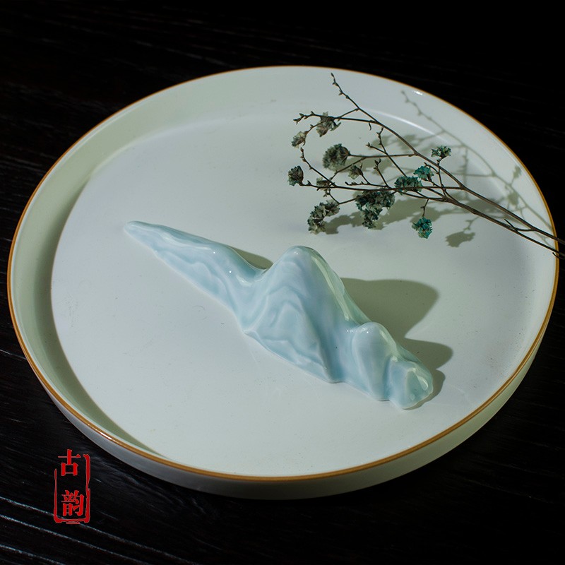 景德镇陶瓷手工笔搁笔架山子文房书桌摆件搁笔架创意文创礼品摆件