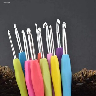 红色软柄手工钩针工具套装金属毛线毛衣勾针编织拖鞋儿童围巾手套