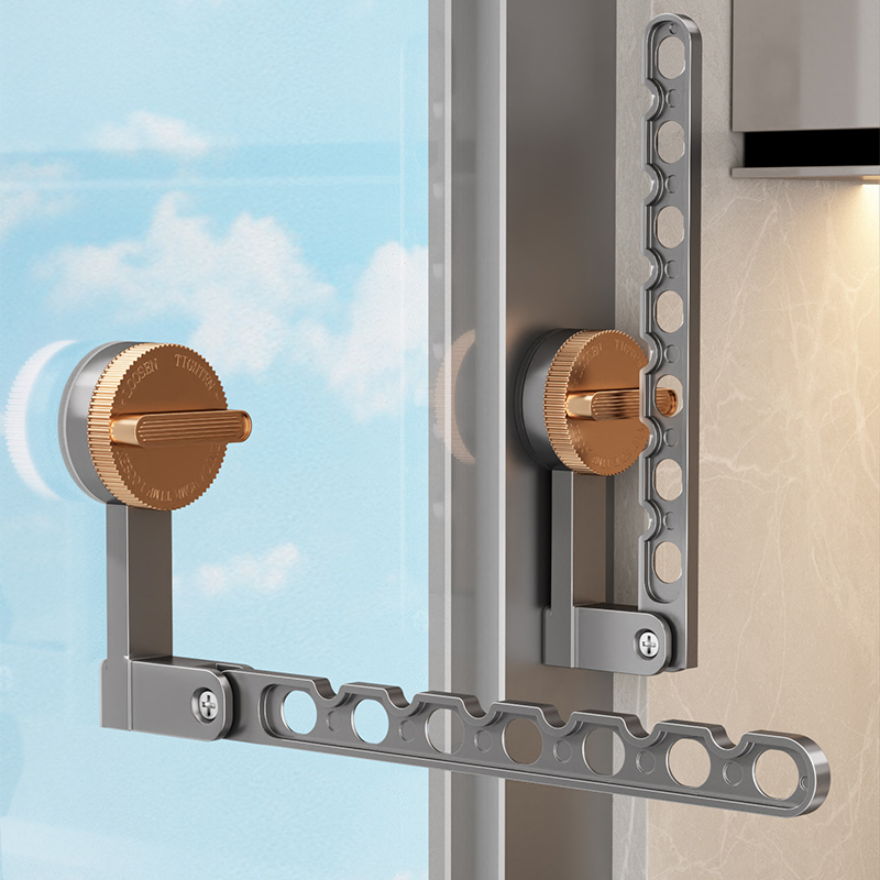 吸盘折叠晾衣架阳台隐形伸缩晒晾衣杆室内挂衣架出差旅Y行晾衣神