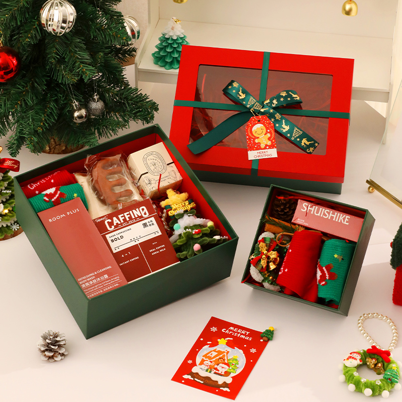 圣诞礼盒开窗平安果礼物包装盒子