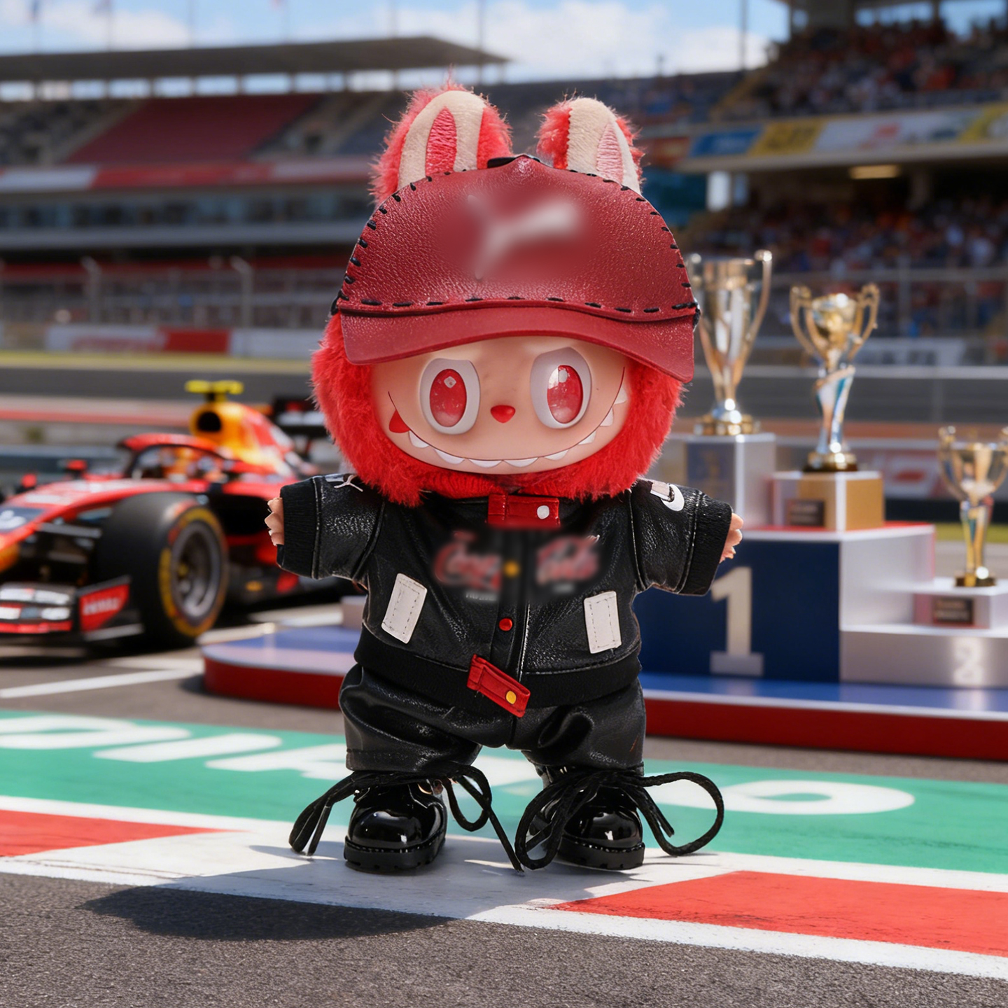 赛车服拉布布labubu娃衣毛绒公仔玩偶新款17cm一代二代三代衣服