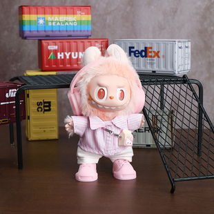 粉色休闲时尚衬衫适用于拉布布labubu公仔1代3代娃衣换装着替衣服