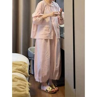 花边松弛感家居服套装女装2026奶系穿搭秋季减龄洋气时尚休闲套装