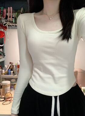 秋冬德绒加厚方领保暖打底衫女