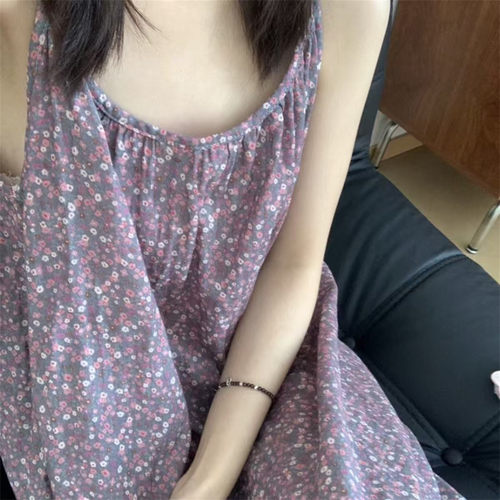 韩版ins紫色夏季薄款吊带睡裙
