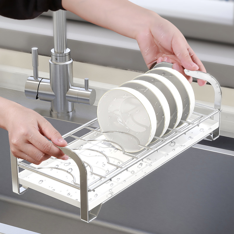 不锈钢碗碟收纳架碗架沥水架单层厨房置物架放碗盘子滤水家用简易
