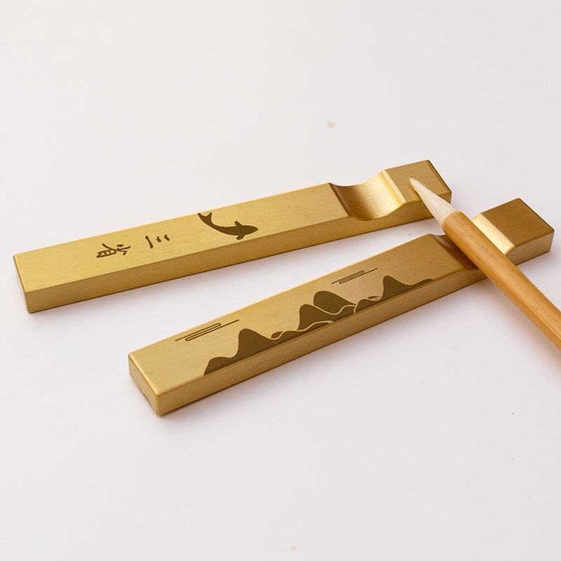 高档黄铜镇纸尺 实心纯铜镇尺书法压纸文J房四宝摆件 仿古金属镇