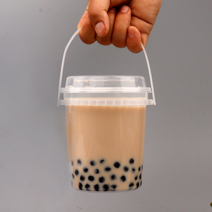 一次性网红1000ml加厚手提水果茶F塑料桶阿水超大奶茶杯包邮定制