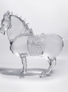 现代新中式透明马头摆件样板房客厅玄关艺术品酒店别墅动物装饰品