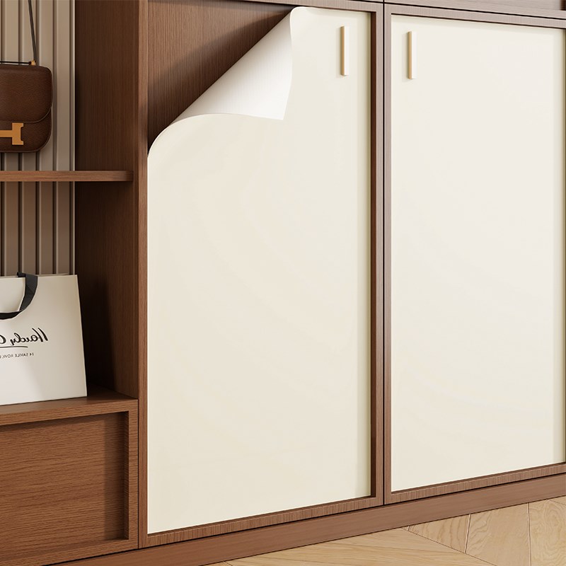 衣柜门贴纸自粘家具翻新防潮霉柜子橱柜改造色肤感膜桌面墙纸