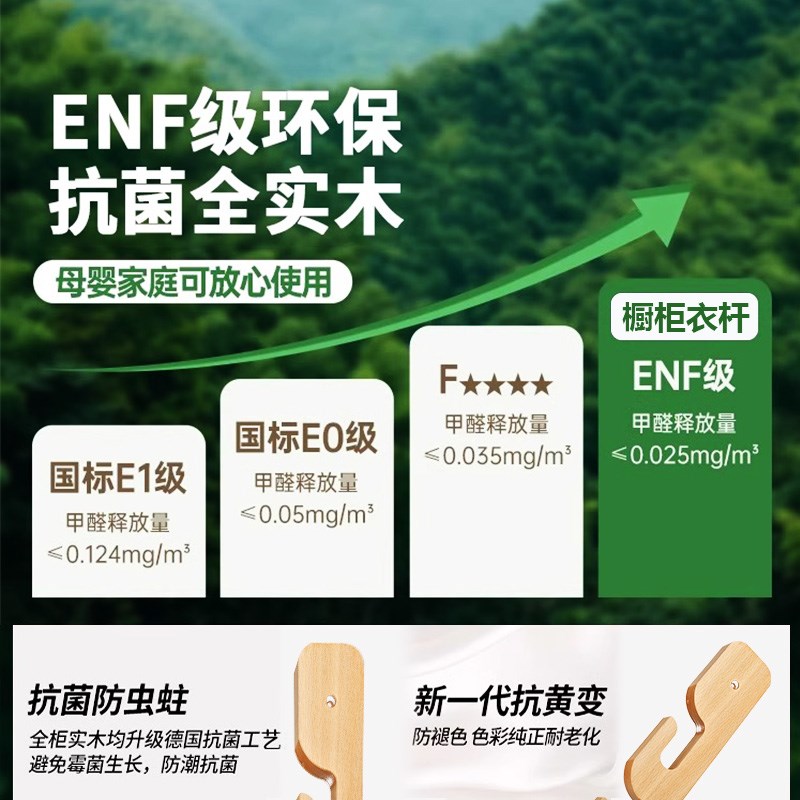 儿童衣柜成长型任意撑家用可调节挂衣杆加厚防滑实木衣通挂衣架