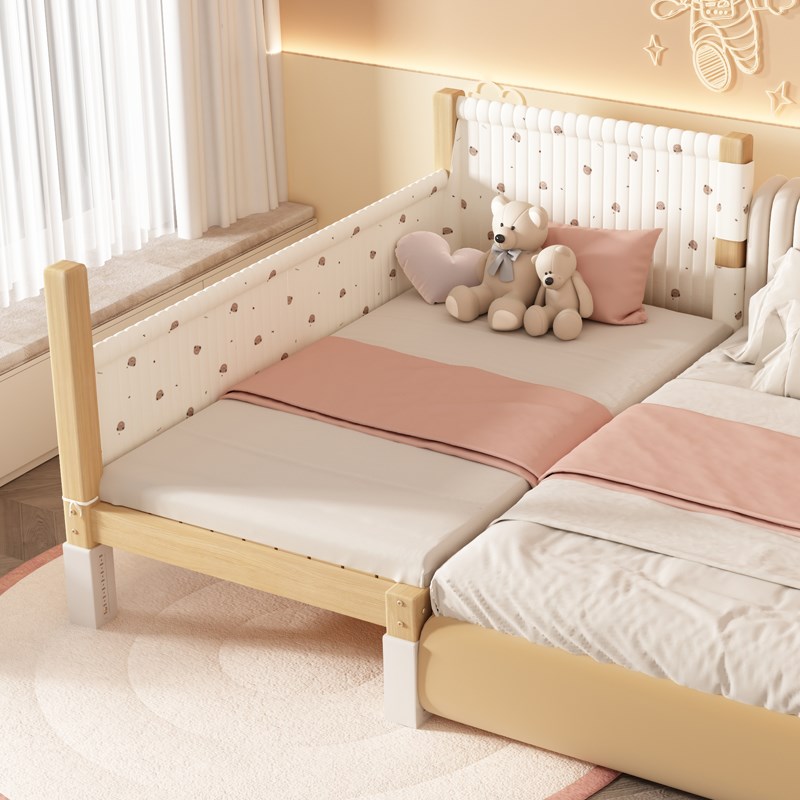 拼接床婴儿实木床边床松木宝宝加宽大人单人带护栏榉木升降儿童床