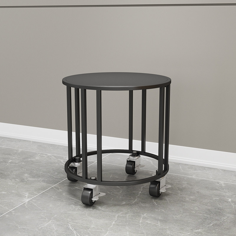 简约落地式客厅圆形铁艺花架 地面E特大号花盆架带轮可移动置物架