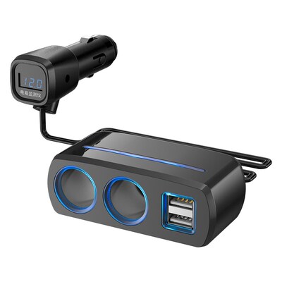 汽车点烟器插座一分二车用tusb手机充电器多功能插头一拖三转换头