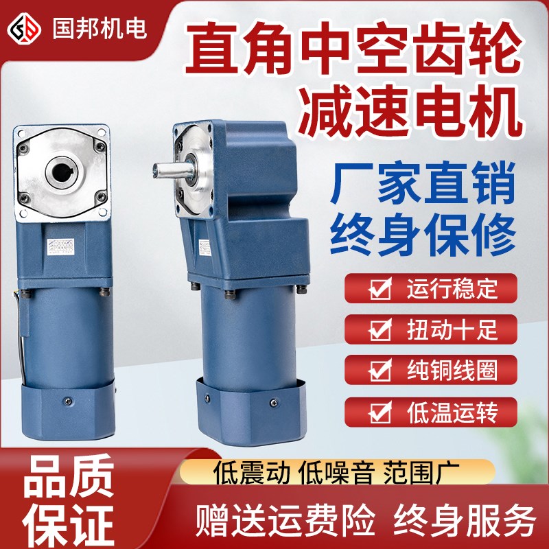 国邦直角中空/中实减速电机220v/380小型一体齿轮调速马达V25-750