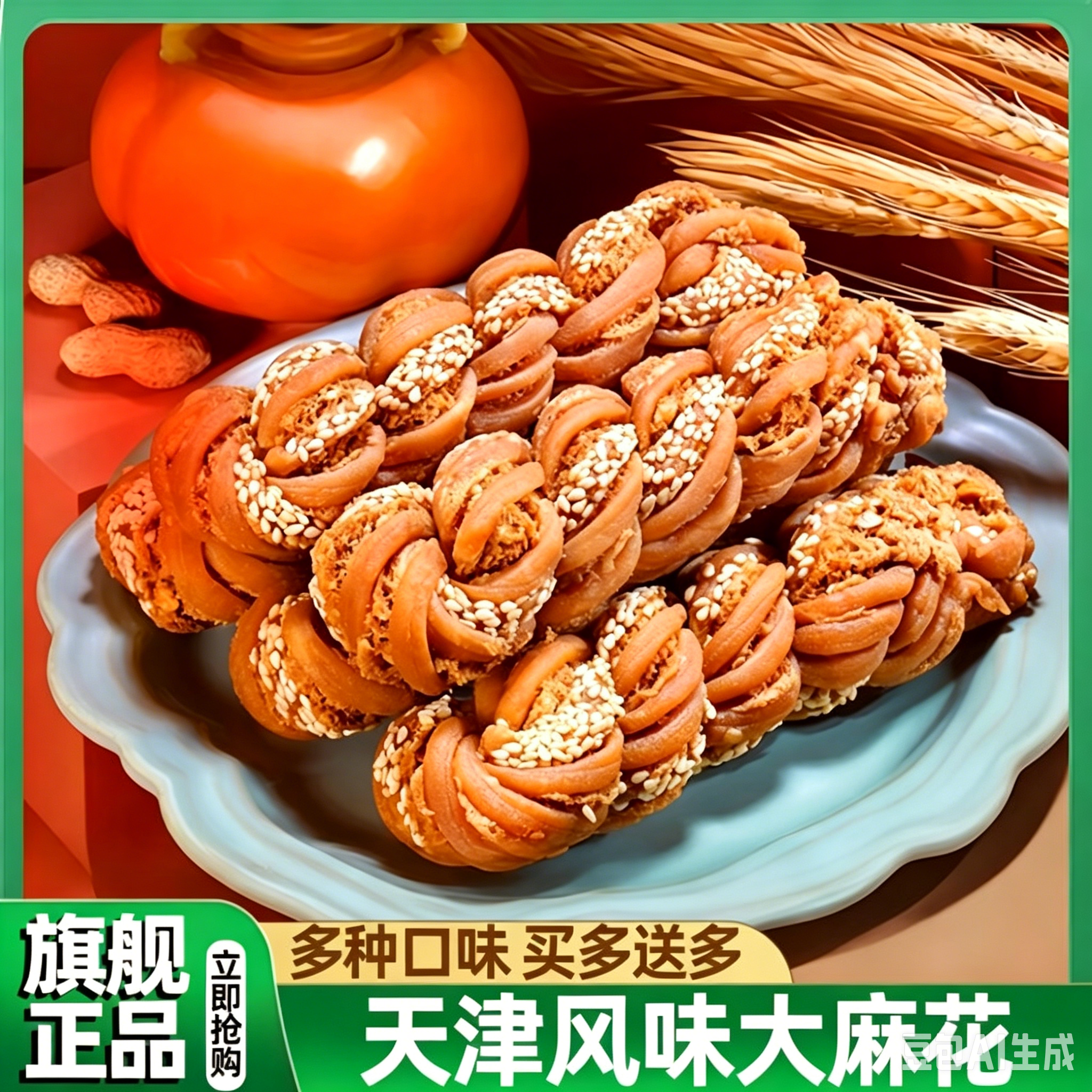 天津十八街风味麻花官方旗舰店特产传统零食正宗大粗独立小包装