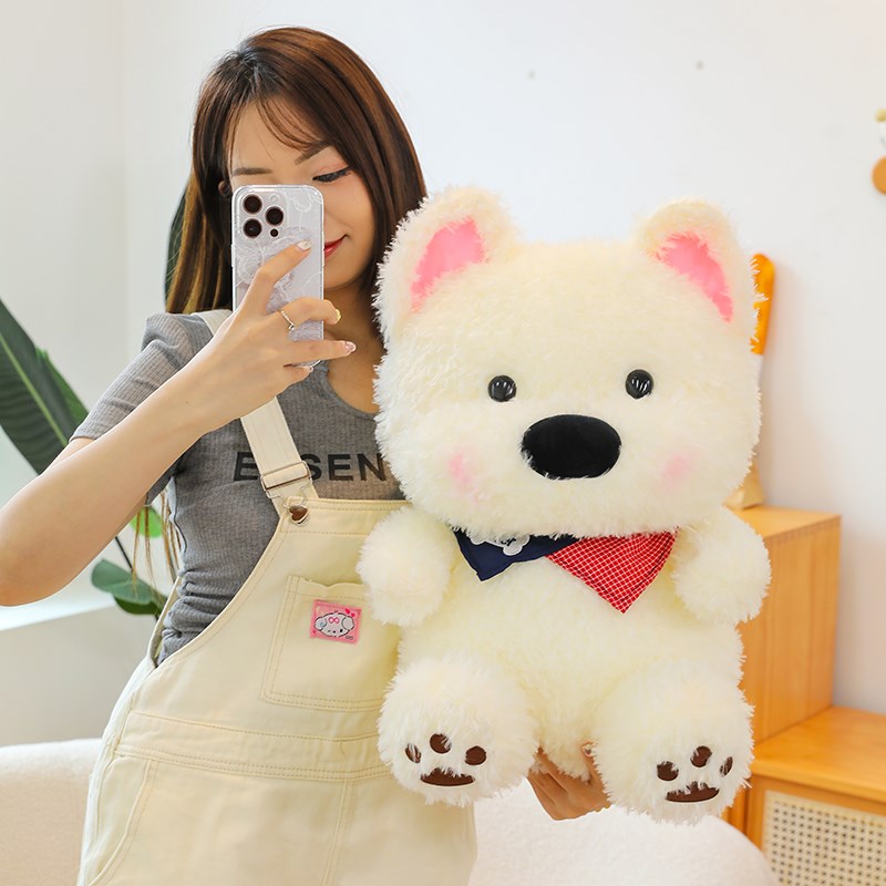 西高地潦草小狗毛绒公仔可爱网红修勾女孩睡觉P安抚布娃娃生日礼