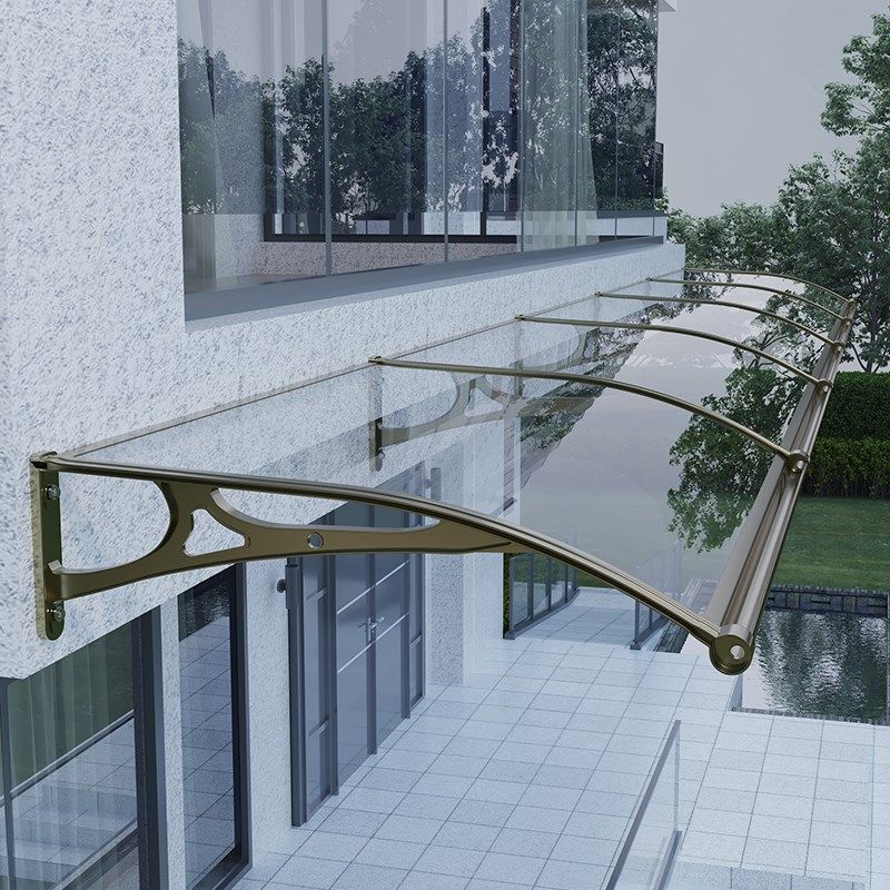 铝合金雨棚家用带大水槽窗户阳台庭院门头屋檐4mmU耐力板遮阳雨篷