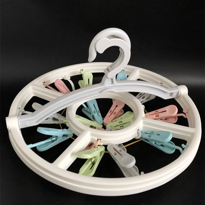 包邮 圆形晒架16l头防滑衣夹防风晾晒衣架多夹子晒袜子架家用塑料