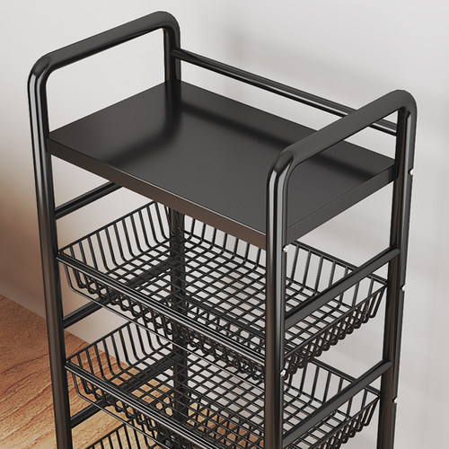 厨房置物架落地多层微波炉锅具y家用货架子蔬菜篮小推车收纳储物