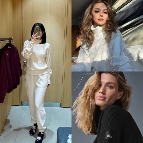 美国直邮ALO Yoga高领套头衫上衣长裤运动健身休闲华夫格套装女款