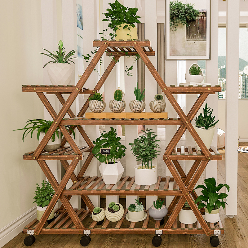 花架置物架实木阳台花架子客厅室内落地式简约多肉V绿萝植物花盆