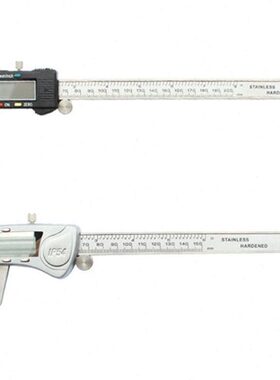 0不锈钢数显mm双手动具150深度尺工具数字量游标卡尺-精度田防水