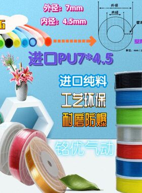 PUmm气管m5料气管..x风炮4内.7径7PU进口空压机软管455m管*74外径