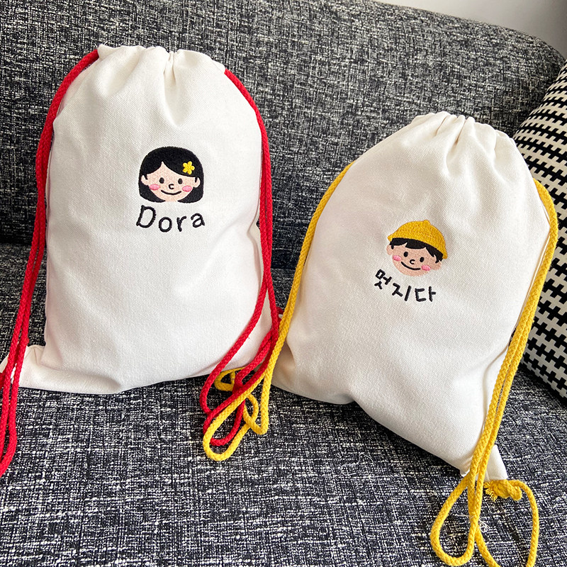 幼儿园束口袋双肩k背包布袋子物品定制收纳袋帆布抽绳姓名订制拉