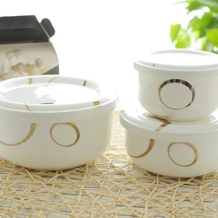 微波炉专用碗饭盒陶瓷碗带盖有盖的C碗骨瓷蒸碗小号宝宝蒸蛋碗家