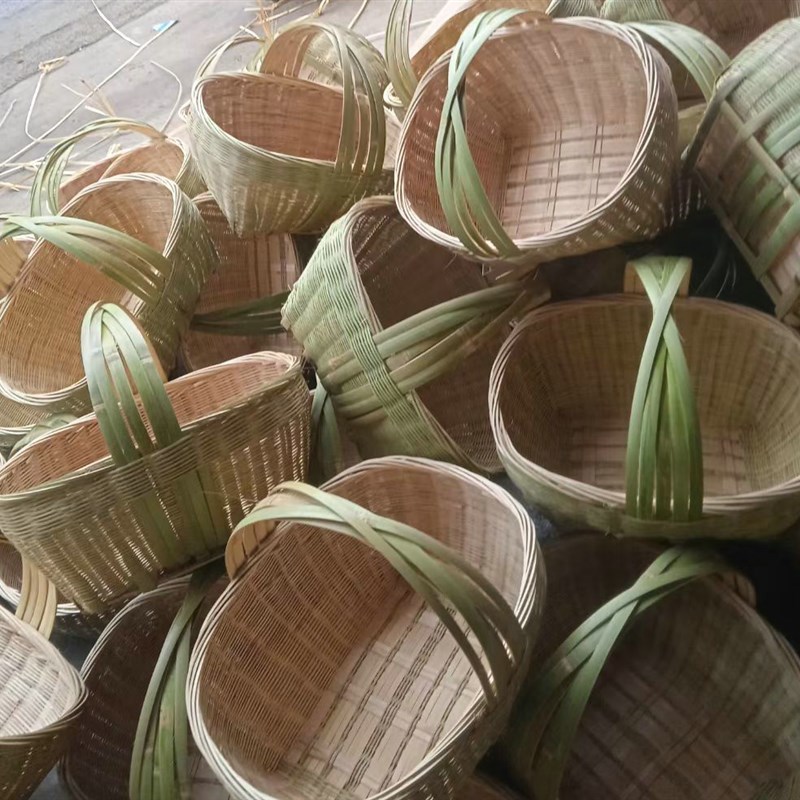 农村家用竹编篮手提买菜篮子手工编织鸡蛋篮圆Q形竹篮水果收纳篮