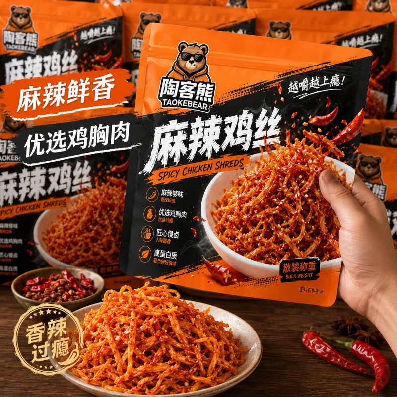 陶客熊麻辣鸡丝下酒解馋