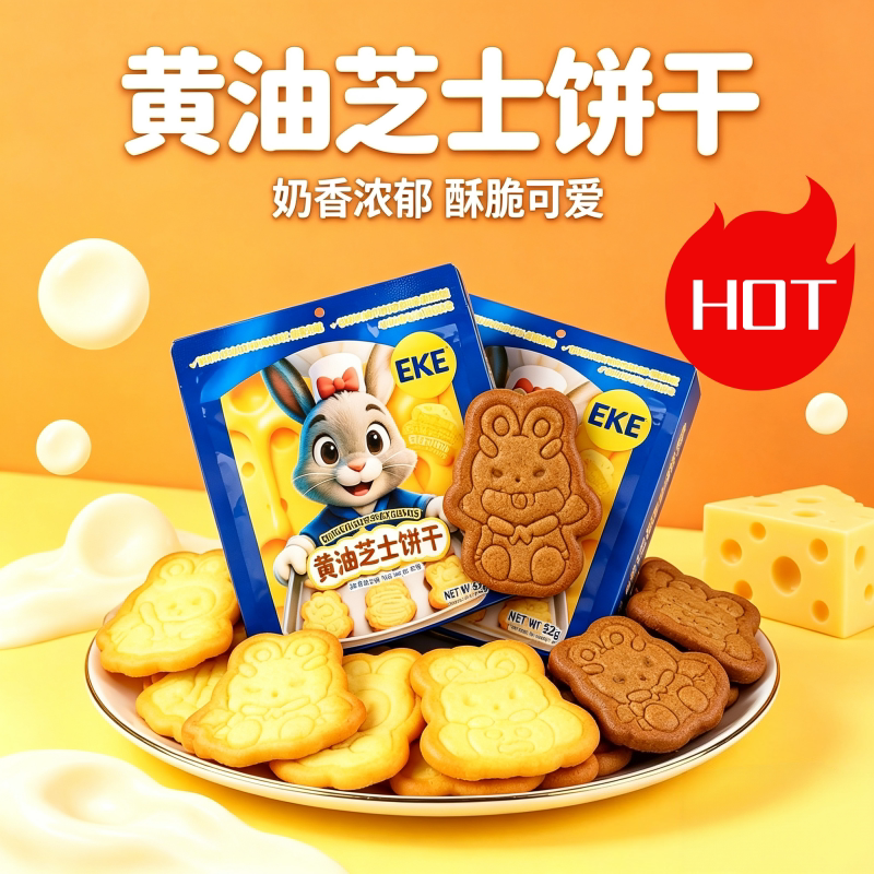EKE黄油芝士饼干袋装开袋即食