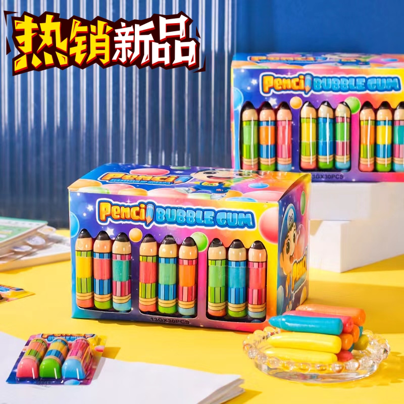 铅笔造型爆浆夹心口香糖混合味