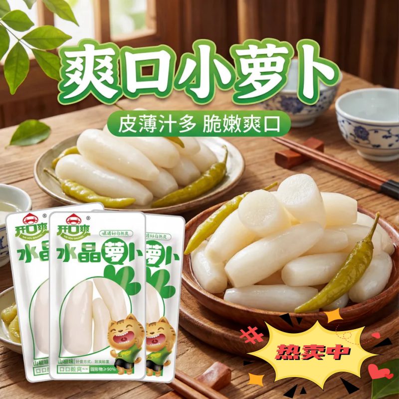 酸辣爽口即食水晶小萝卜泡椒