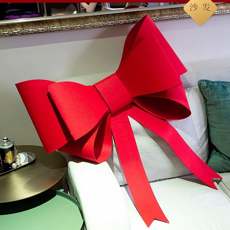 红色无纺布超大蝴蝶冰箱贴结婚窗帘绑带蝴蝶结装饰喜字家具贴