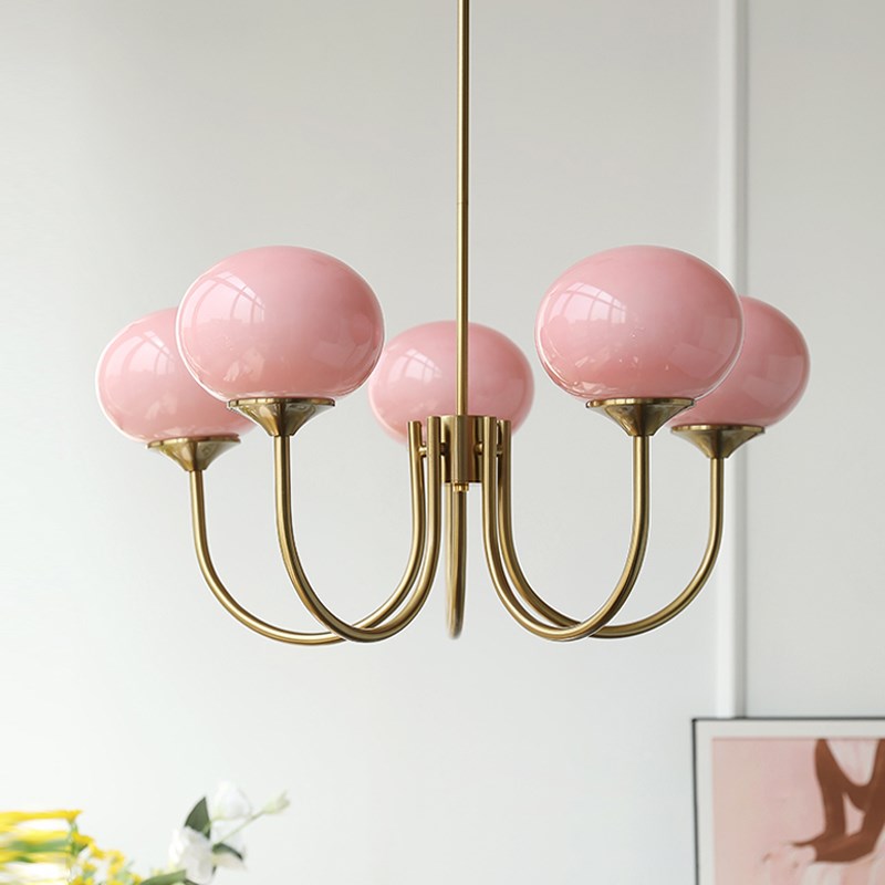轻法式吊灯轻奢复古风粉色卧室餐厅客厅中古风设计师款灯具