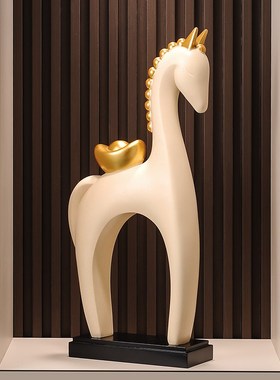 现代艺术马上有钱摆件大号玄关装饰马电视柜轻奢乔迁开业礼物