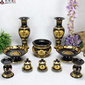 花瓶净宝居家佛具五供佛招财陶瓷碟果盘进供圣香炉蜡烛台上水杯