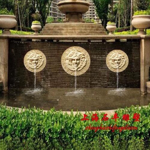 上海石丰砂岩浮雕砂岩头像喷水口雕塑酒店别墅家装装修材料