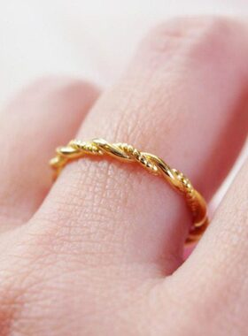 双层摘指环女用扭纹麻花个性戒指不褪色洗法式经典不简约手可水洗