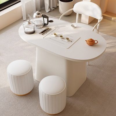 阳台茶桌椅组合轻奢岩板茶台桌小户型家用烧水壶一体功夫泡茶桌