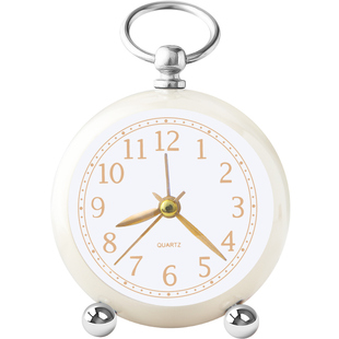 欧式 家用卧室床头 金属小闹钟儿童学生专用静音夜灯创意石英钟台式