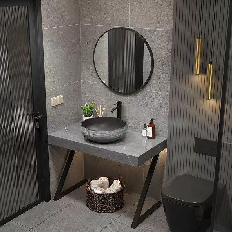 浴室柜洗脸池洗手盆柜岩板小户型洗漱台落地式面盆