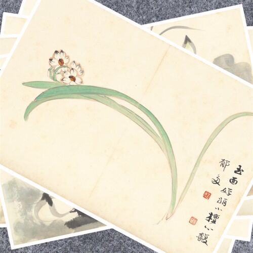 卉册页张大千国画心鸟小品物名家真迹临摹复制微喷装饰画