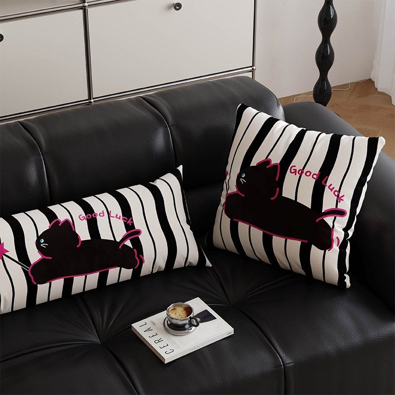 猫猫in风高级感抱枕客厅沙发长条靠枕床头靠垫夹腿睡觉腰枕靠