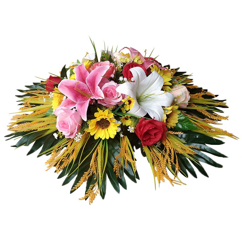 仿真花酒店大圆桌假花客厅插花饭店餐桌中间转盘圆形台花摆设装饰