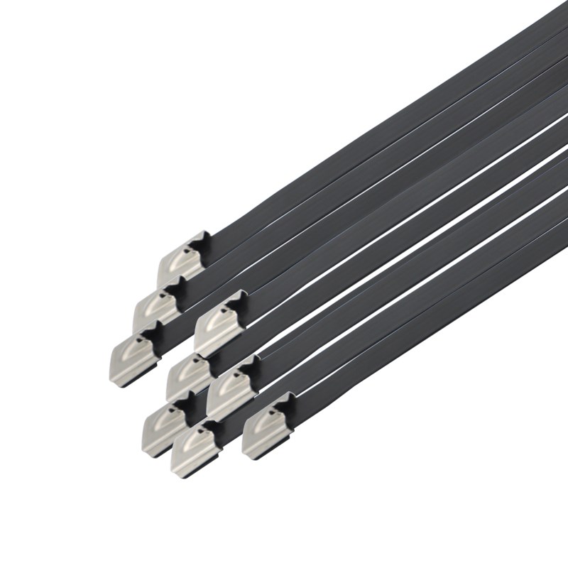 0包塑不锈钢扎带自锁金属船用电缆绑带5.*00mm环氧树脂收紧器