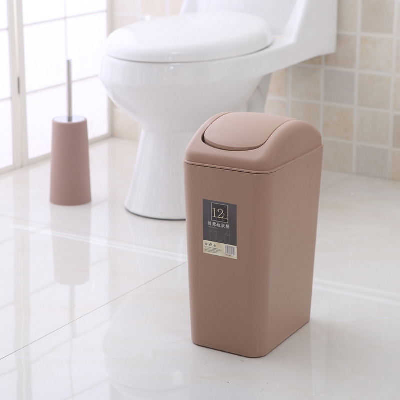 卫生间摇盖垃圾桶大号长方形带盖垃圾筒纸篓翻盖式垃圾桶多色可选